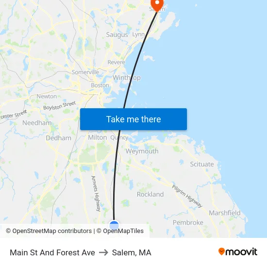 Main St And Forest Ave to Salem, MA map