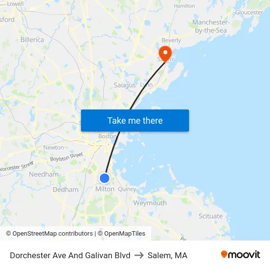 Dorchester Ave And Galivan Blvd to Salem, MA map
