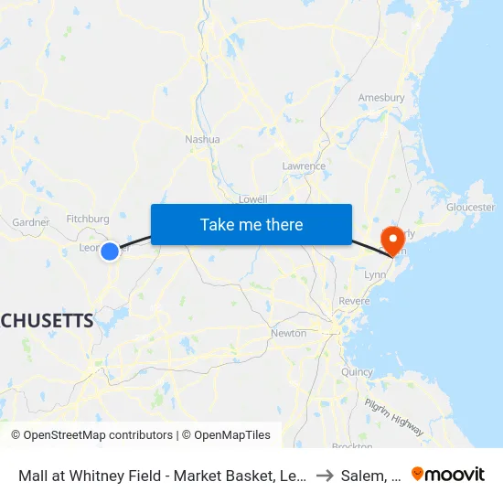 Mall at Whitney Field - Market Basket, Leominster to Salem, MA map