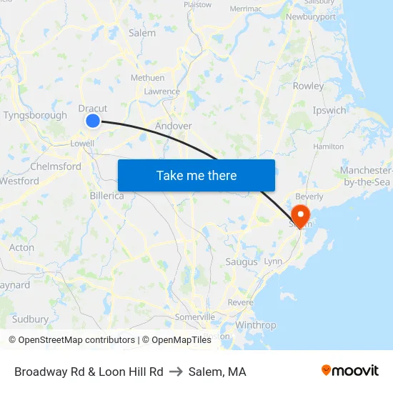 Broadway Rd & Loon Hill Rd to Salem, MA map