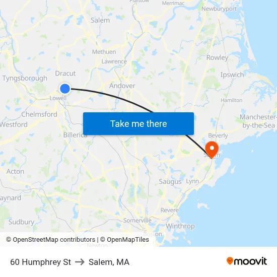 60 Humphrey St to Salem, MA map