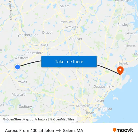 Across From 400 Littleton to Salem, MA map