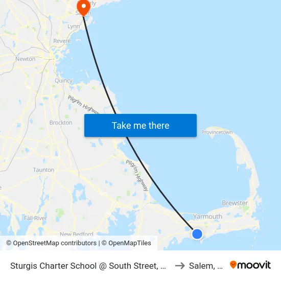 Sturgis Charter School @ South Street, Hyannis to Salem, MA map