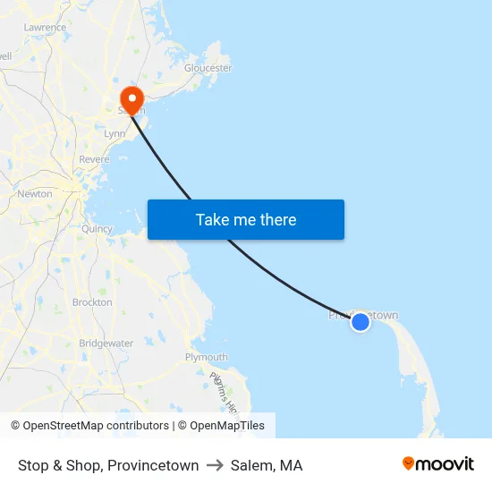 Stop & Shop, Provincetown to Salem, MA map