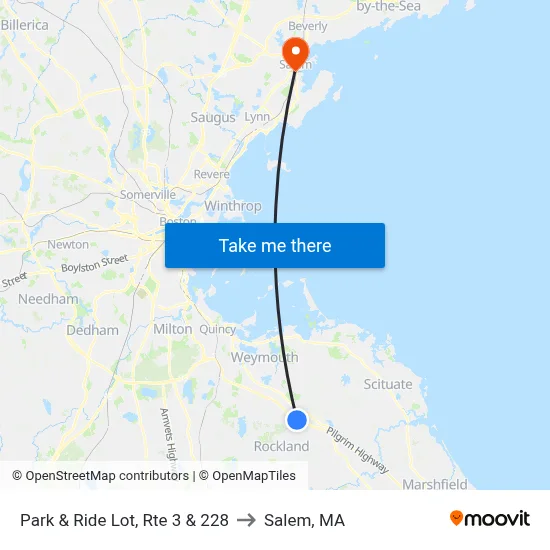 Park & Ride Lot, Rte 3 & 228 to Salem, MA map
