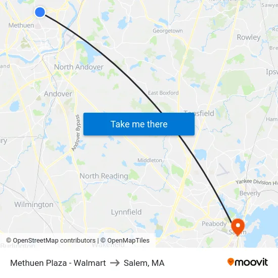 Methuen Plaza - Walmart to Salem, MA map