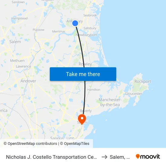 Nicholas J. Costello Transportation Center to Salem, MA map
