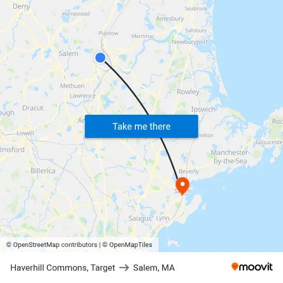 Haverhill Commons, Target to Salem, MA map