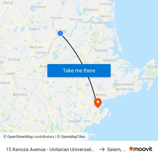 15 Kenoza Avenue - Unitarian Universalist Church to Salem, MA map