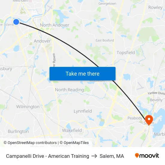 Campanelli Drive - American Training to Salem, MA map