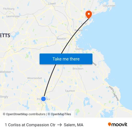 1 Corliss at Compassion Ctr to Salem, MA map