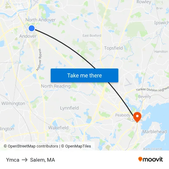Ymca to Salem, MA map