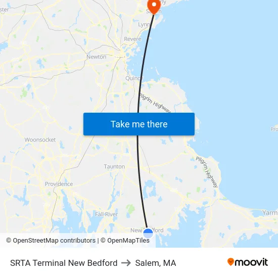 SRTA Terminal New Bedford to Salem, MA map