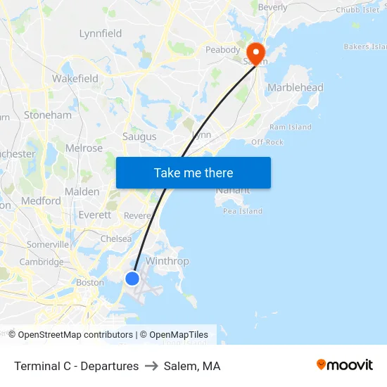 Terminal C - Departures to Salem, MA map