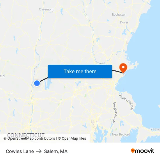 Cowles Lane to Salem, MA map