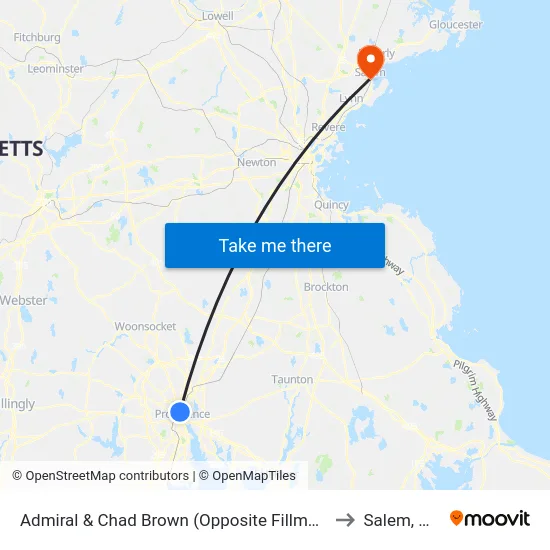 Admiral & Chad Brown (Opposite Fillmore) to Salem, MA map