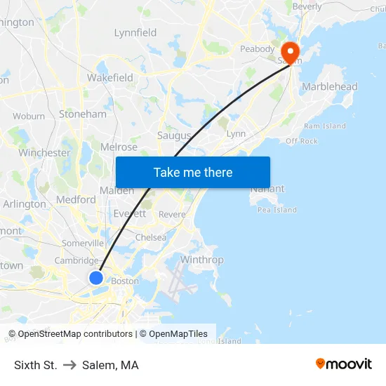 Sixth St. to Salem, MA map