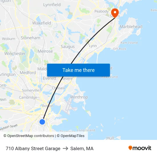 710 Albany Street Garage to Salem, MA map