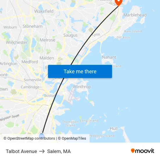 Talbot Avenue to Salem, MA map