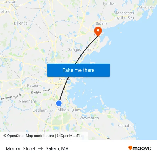 Morton Street to Salem, MA map