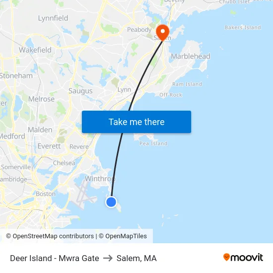 Deer Island - Mwra Gate to Salem, MA map