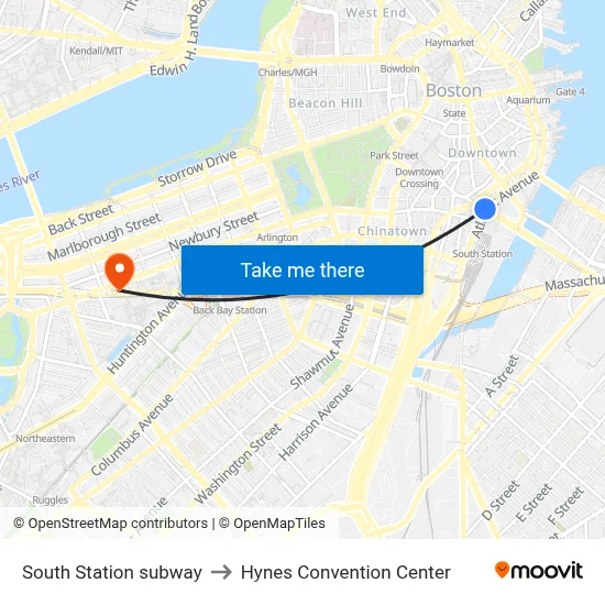 South Station subway to Hynes Convention Center map