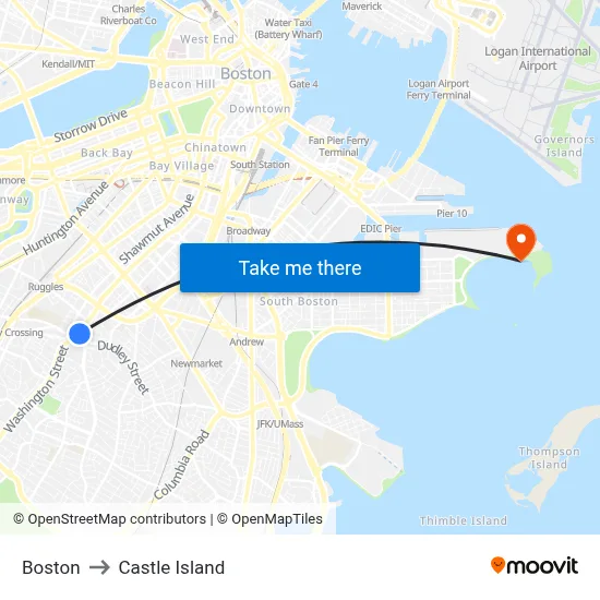 Boston to Castle Island map