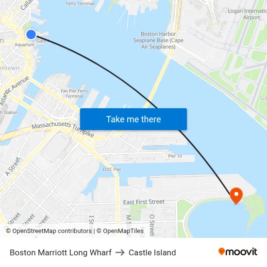 Boston Marriott Long Wharf to Castle Island map