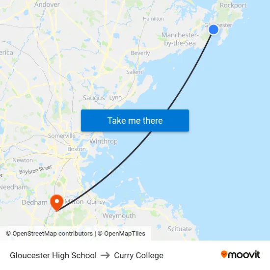 Gloucester High School to Curry College map