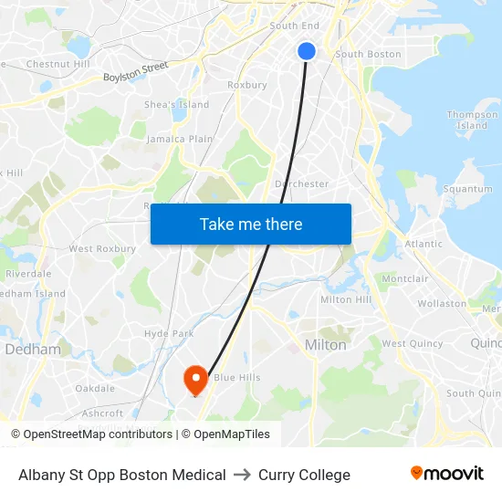 Albany St Opp Boston Medical to Curry College map