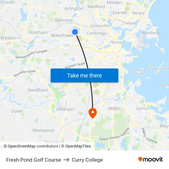 Fresh Pond Golf Course to Curry College map