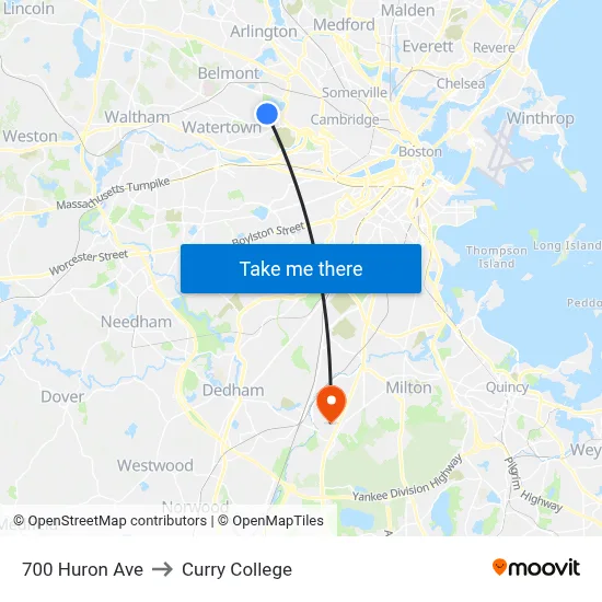 700 Huron Ave to Curry College map