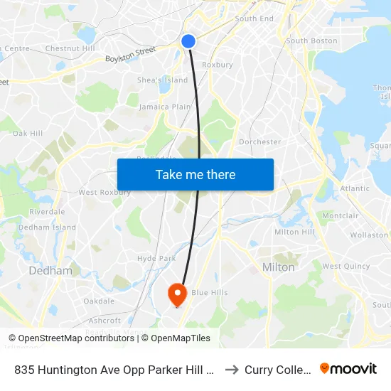 835 Huntington Ave Opp Parker Hill Ave to Curry College map