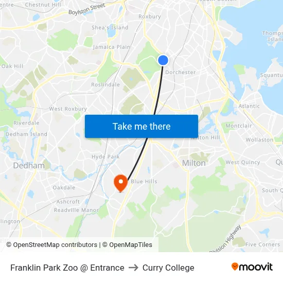 Franklin Park Zoo @ Entrance to Curry College map