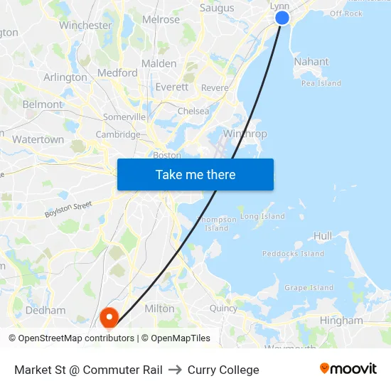 Market St @ Commuter Rail to Curry College map