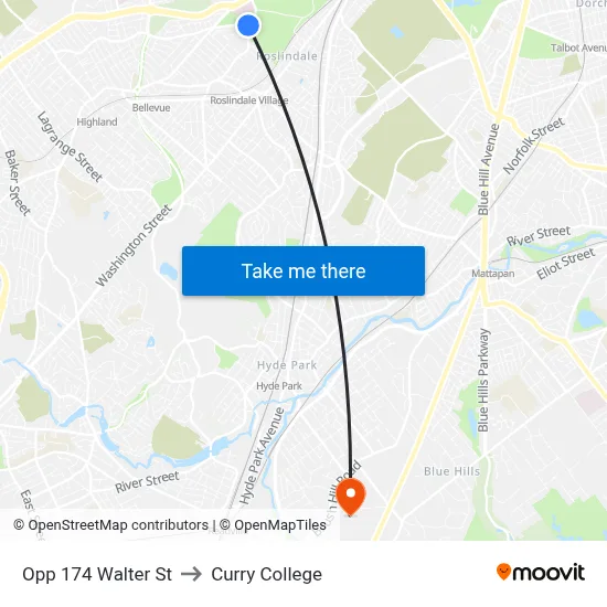 Opp 174 Walter St to Curry College map