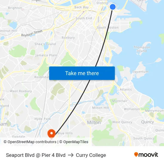 Seaport Blvd @ Pier 4 Blvd to Curry College map