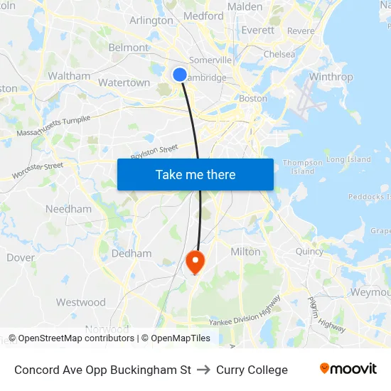 Concord Ave Opp Buckingham St to Curry College map