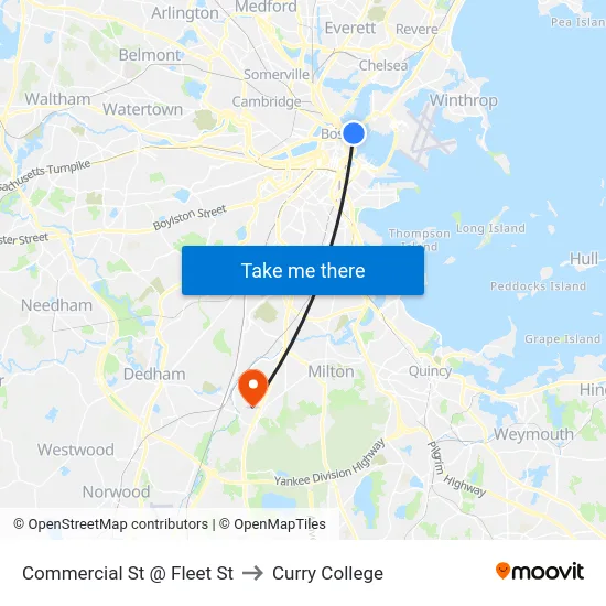 Commercial St @ Fleet St to Curry College map