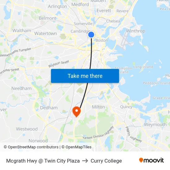 Mcgrath Hwy @ Twin City Plaza to Curry College map