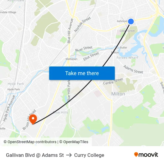 Gallivan Blvd @ Adams St to Curry College map