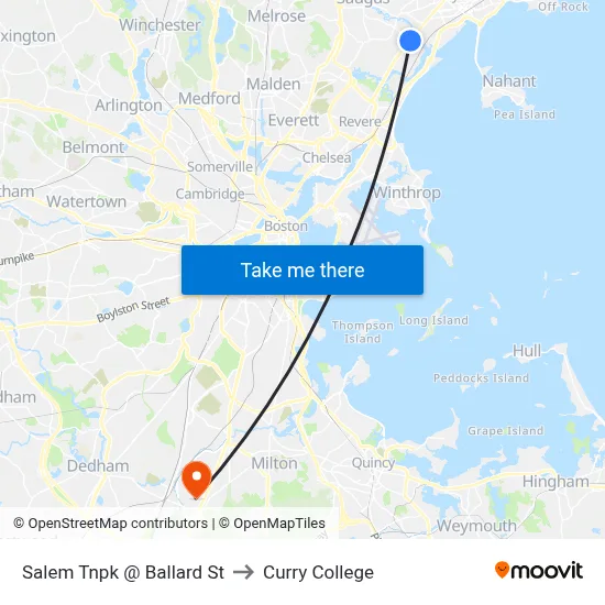 Salem Tnpk @ Ballard St to Curry College map