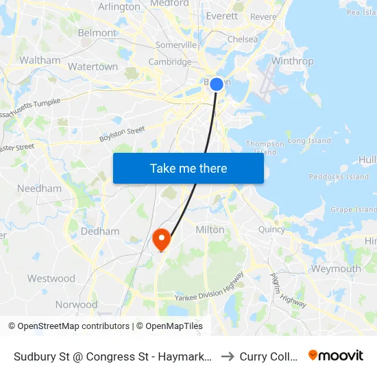 Sudbury St @ Congress St - Haymarket Sta to Curry College map