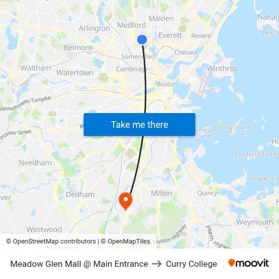 Meadow Glen Mall @ Main Entrance to Curry College map