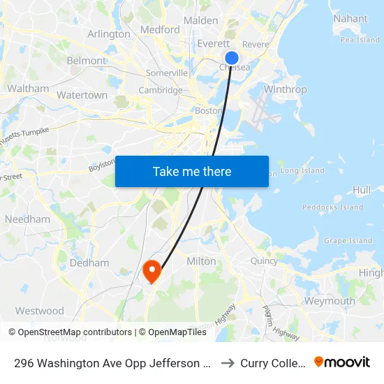 296 Washington Ave Opp Jefferson Ave to Curry College map