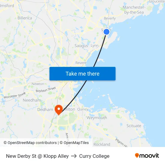 New Derby St @ Klopp Alley to Curry College map