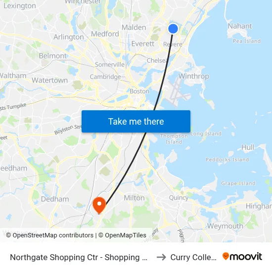Northgate Shopping Ctr - Shopping Mall to Curry College map