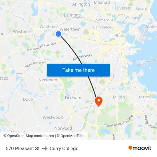 570 Pleasant St to Curry College map