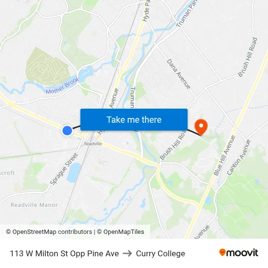 113 W Milton St Opp Pine Ave to Curry College map