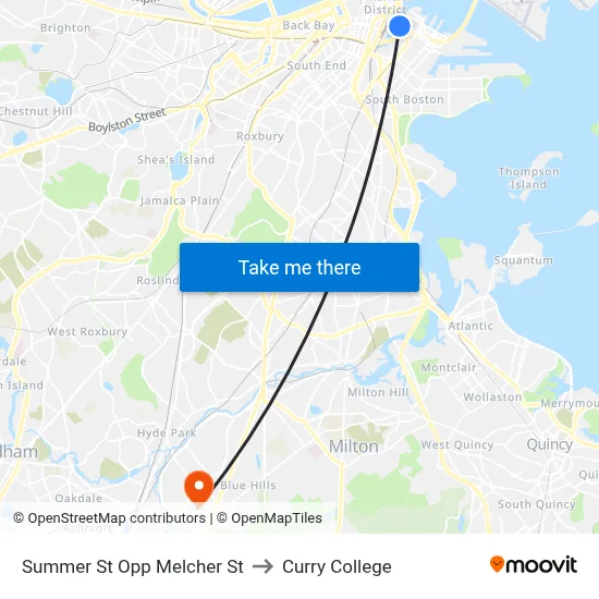 Summer St Opp Melcher St to Curry College map